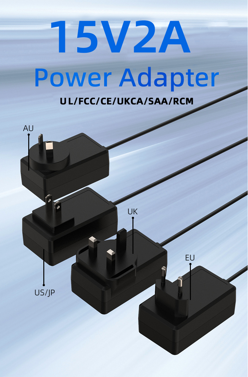 Reliable 15V 2 Amp power supply (AC adapter 15V 2A) delivers stable output for electronics, ensuring efficient and safe charging in a compact design.