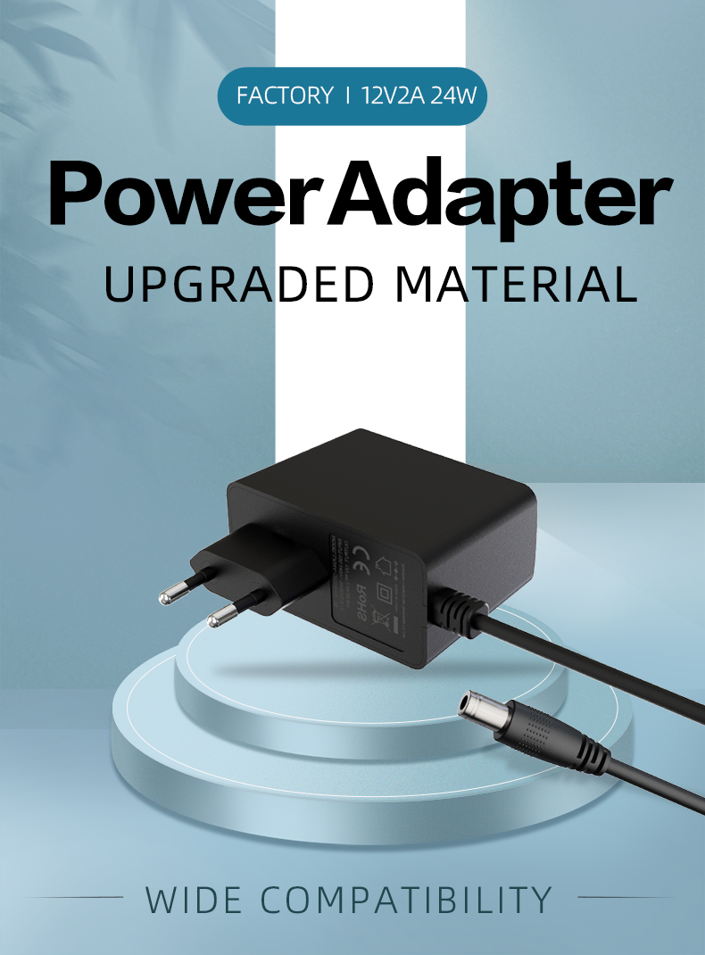 The adapter 12v 2 amp efficiently powers devices, supplying a regulated 24-watt output.