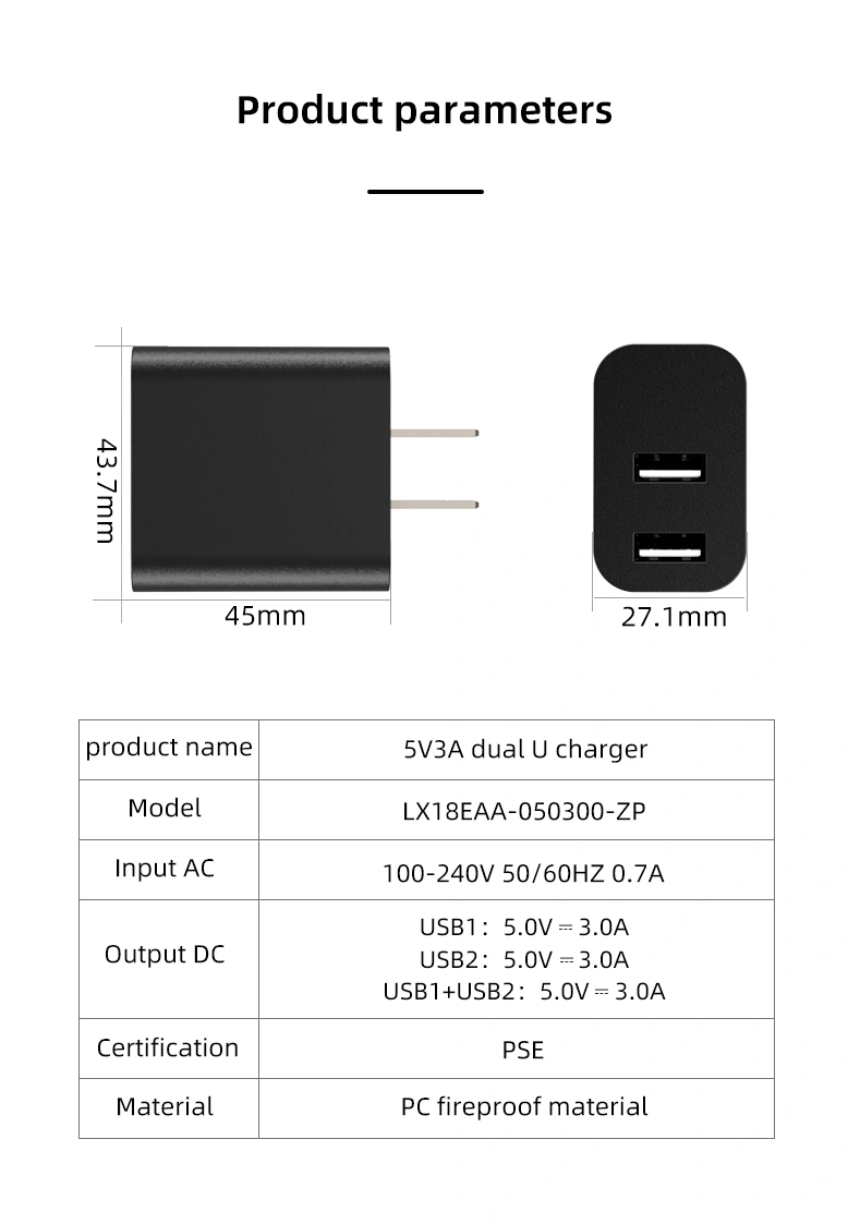 Power up two devices at once with our 5V 3.4A Dual USB Wall Charger.