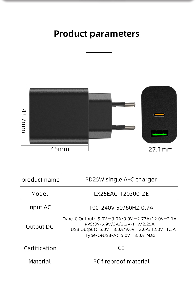 25W wall charger