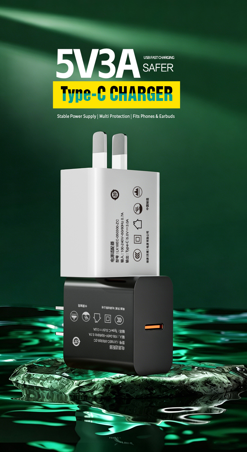 This safe and reliable 5v 3a type c charger delivers steady 15W power output, perfect for fast charging common daily electronics including smartphones, tablets and portable power banks.
