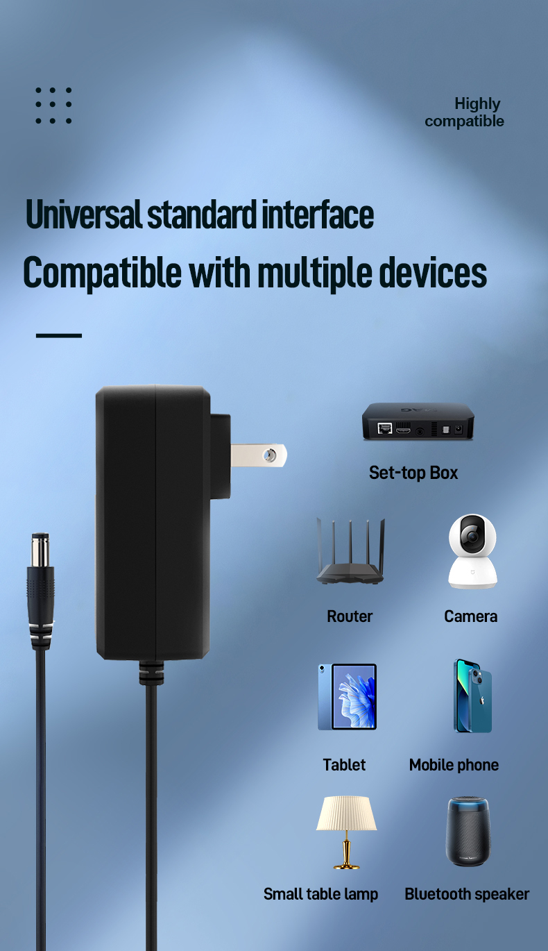 DC 5V 2A Power Adapter: Converts AC power to stable DC Power Adapter output. This compact 5V2A Power Adapter Plug provides regulated 5V voltage and up to 2A current for your devices. Features a male DC connector for direct plug-in.