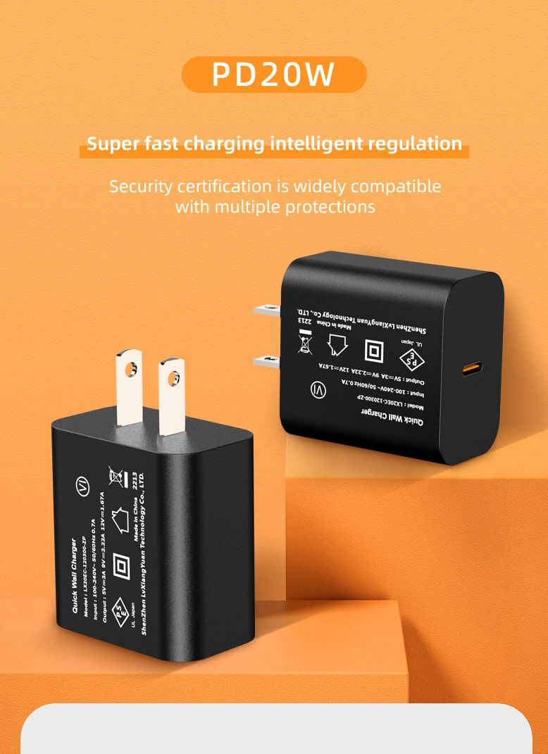 20W Apple adapter for fast charging of compatible devices.