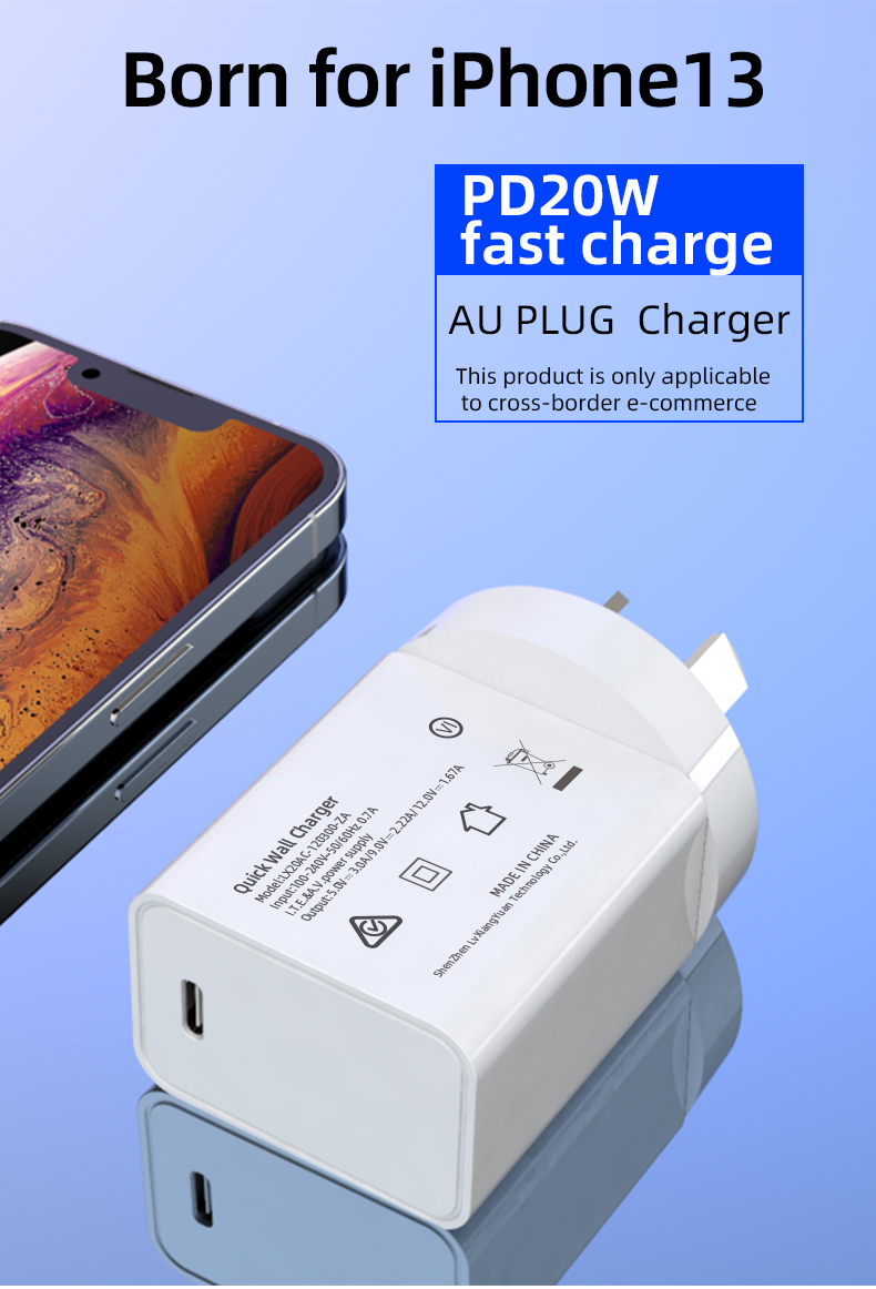 A USB-C wall charger provides fast and reliable charging through its Type-C port, allowing for efficient charging of compatible devices.