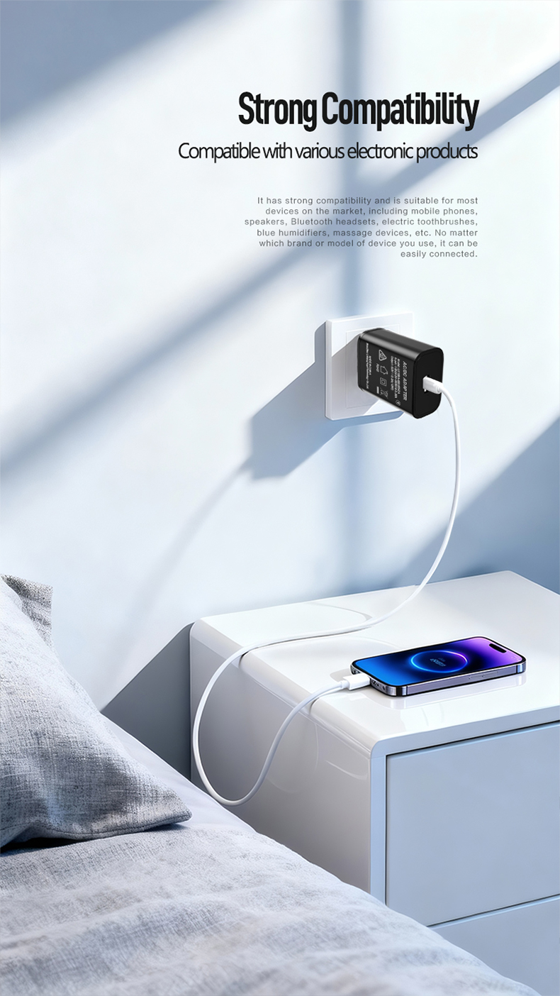 The 5V 2A USB C Wall Charger delivers 10W fast charging as a compact 5V 2A TYPE-C CHARGER. This 5V 2A Charger USB-C 10W features dual USB-C ports, universal 100-240V input, and SAA/RCM certification.