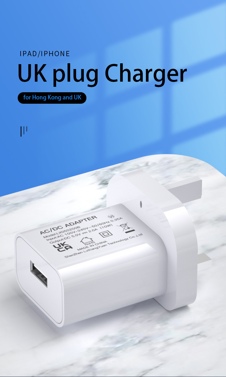 A USB Type-A 5V 2A charger is a type of charger that provides a power output of 5 volts with a maximum current of 2 amperes through a USB Type-A port. This charger is commonly used to power USB devices such as smartphones, tablets, power banks, and portable speakers. It has a USB Type-A connector on one end that plugs into a wall socket or a laptop, and a different connector on the other end that goes into the device being charged. This charger provides a total power output of 10 watts and is compatible with most USB-powered devices.