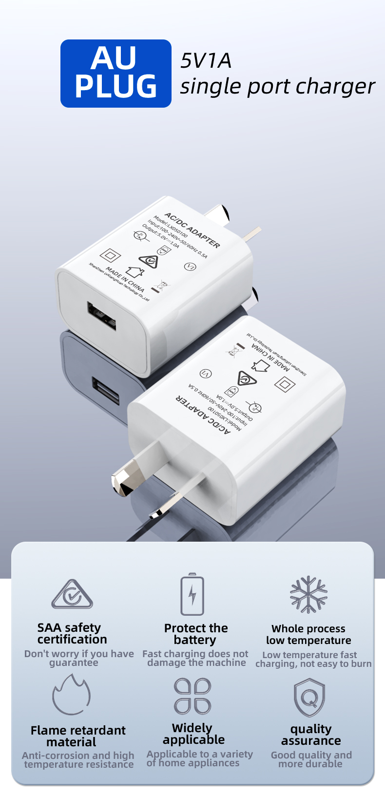 A 5V USB wall adapter is a type of power adapter that plugs into a wall outlet and provides a 5-volt direct current output through a USB port. This type of adapter is commonly used to charge or power electronic devices such as smartphones, tablets, cameras, and other USB-powered gadgets. It usually has a universal input voltage of 100-240V, making it ideal for use in different countries and regions. USB wall adapters come in various sizes and shapes, and some may have more than one USB port for charging multiple devices simultaneously.