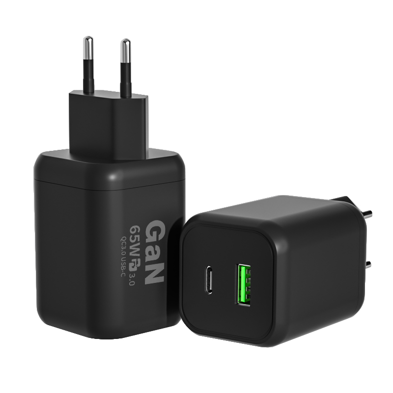 65W Wall GaN Charger 2 Ports USB-C PD Charger Mobile Phone Fast Charging Adapter