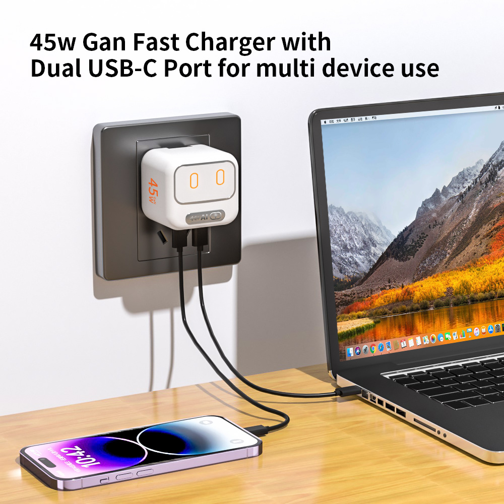 Fast GaN Charger 45W With AI Night Light
