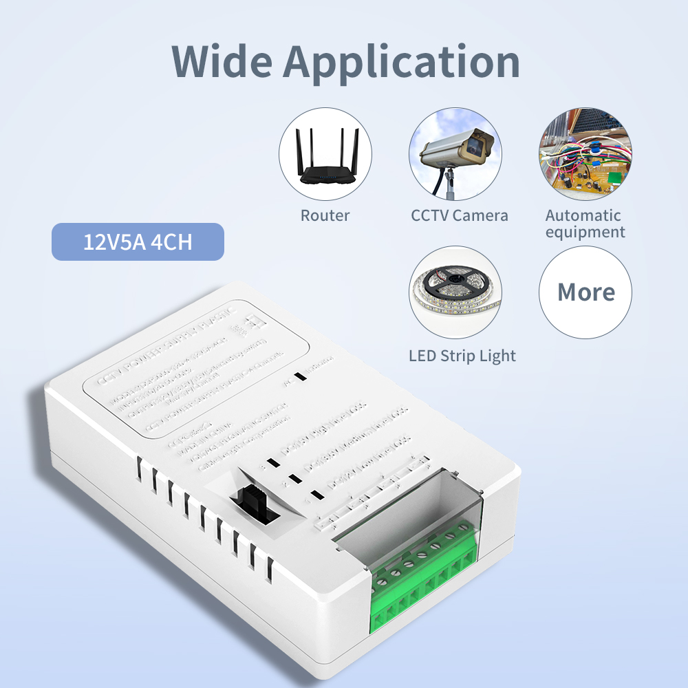 2V to 15V 5A 4CH Power Supply for CCTV Cameras and LED Strips