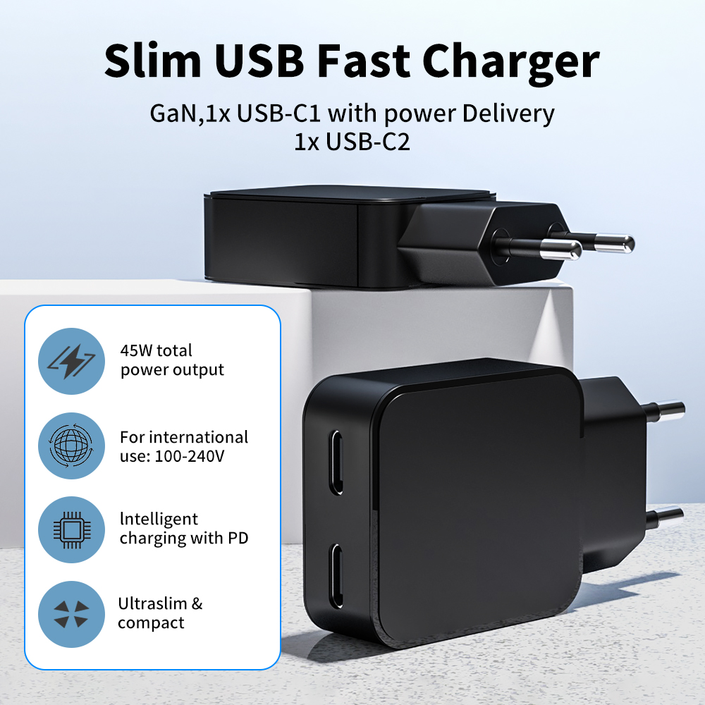 slim 45w gan charger