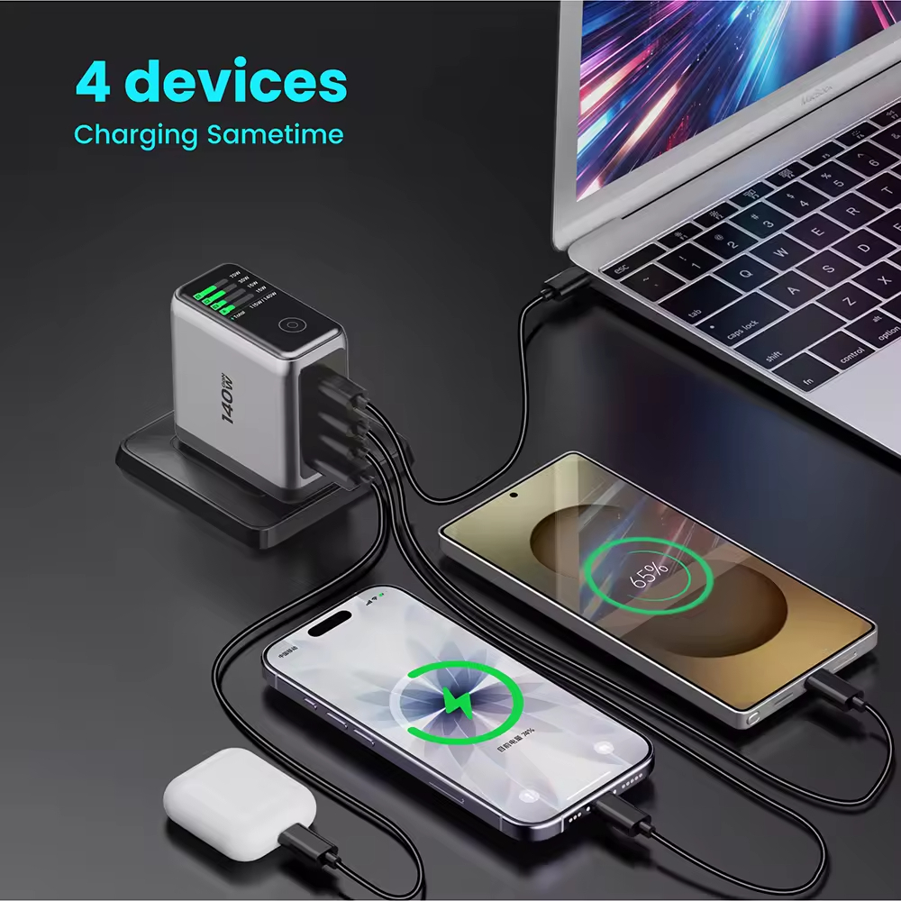 1.14 inch TFT Display AI GaN Charger 140W