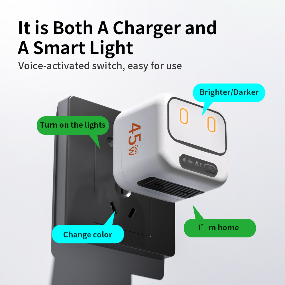Fast GaN Charger 45W With AI Night Light