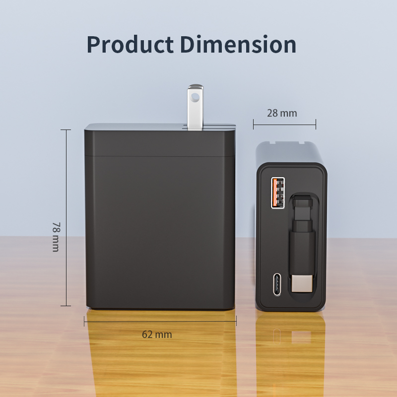 US 100w retractable gan charger