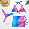 tye dye 3 piece bikini set