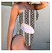 white and leopard cross shoulder one piece swimsuit