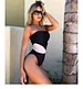 white and leopard cross shoulder one piece swimsuit