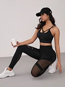 Breathable Hollow Out Stretchy Sports Leggings