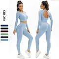 long sleeve gym set women seamless wear