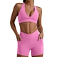 Women Stretchy Soft Comfort V Cut Quick Dry Twist Yoga Wear Set