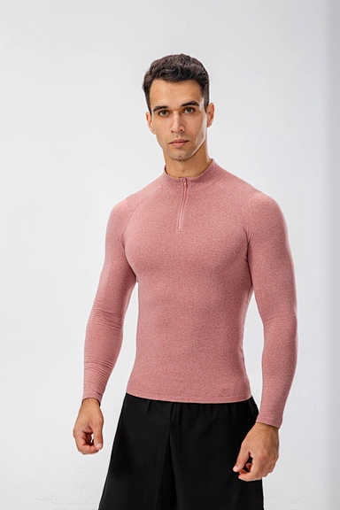 Polyester Spandex fabric men long sleeve quick dry fitness gym t shirt tee Diving Cycling tennis