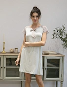 Nightgowns for Women Sexy Bow Sleepshirts Short Sleeve Sleepwear Lace Trim Soft Short Night Shirts