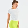 Round Neck Women Causal Tops Yoga Gym Wear Slim Short Sleeve Fitness Compression Crop Top T-Shirt