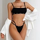 Bonding Sexy Women Brassiere Thong Thin Cup 2 Piece Letter Print Bralette Custom Logo Seamless Bra & Brief Sets