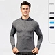 Customized Quick Dry Men's Long Sleeve Solid Fitness Shirts Stand Collar Workout Half Zip Tights Fitting Hoodies LOGO Printing