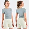 Double Ribbed Skinny Women's T-Shirts Side Ruched Design Yoga Casual Fitness Crop Top