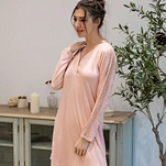 Long Sleeve Nightgowns for Women V Neck lightweight Sleepwear Lace Night Gown for Ladies