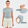 Round Neck Women Causal Tops Yoga Gym Wear Slim Short Sleeve Fitness Compression Crop Top T-Shirt