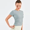 Round Neck Women Causal Tops Yoga Gym Wear Slim Short Sleeve Fitness Compression Crop Top T-Shirt