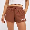 Custom Logo Wholesale Women Drawstring High-waist Easy Sweat Shorts