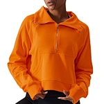 Women's high neck sports hoodie outdoor running fitness yoga clothes with zipper