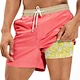 Elastic waistband 4-way stretch 90% Polyester 10% Spandex Blend 5.5 Inseam 2 in 1 Stretch Short Liner Yellow lemon Swim Shorts