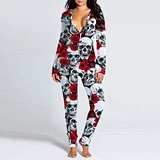 Autumn winter women's Pajama Set Long Sleeve Sexy Sleepwear Top Long Pant Cartoon Printed Pyjama Set