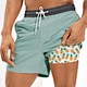 custom logo eco recycled shorts 5 inch inseam compression 2in 1 mens summer swim trunks beach shorts for man