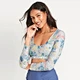 Allover Print Long Sleeve Cropped Shirts Crop Women Large Rash Guard Printed Surfing Vest Voop Neck Tee Dry Fast 4 Way Stretch