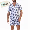 custom logo Men Shirt And Shorts 2 Two-Piece Set Hawaiian Beach Pineapple Print Short Sleeve Men's Sets summer shorts men