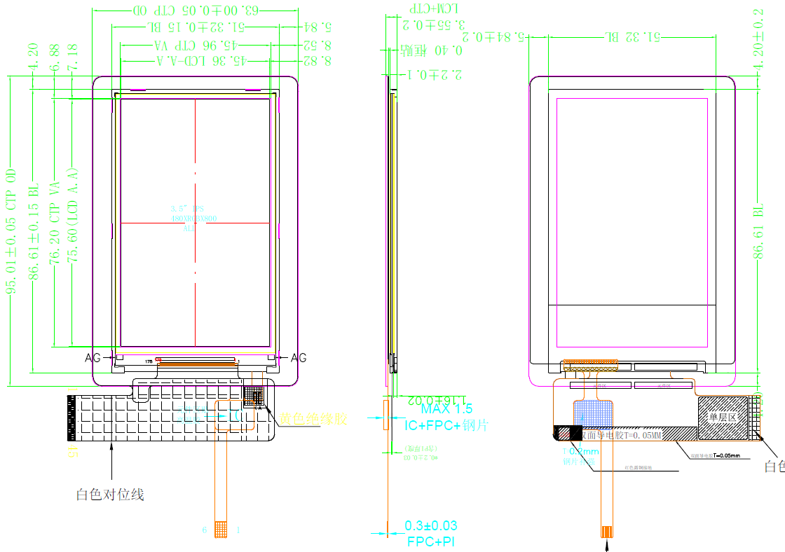 The drawing of ips lcd screen