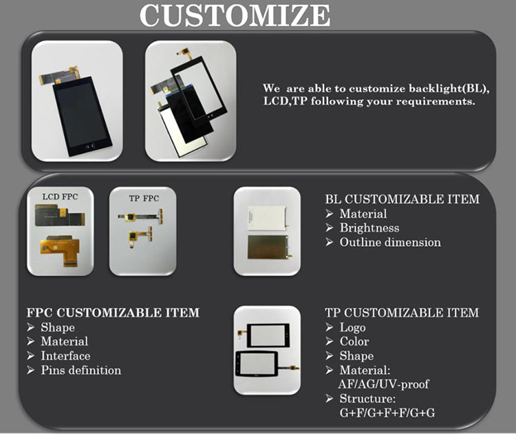 Tft lcd display can accept customized items