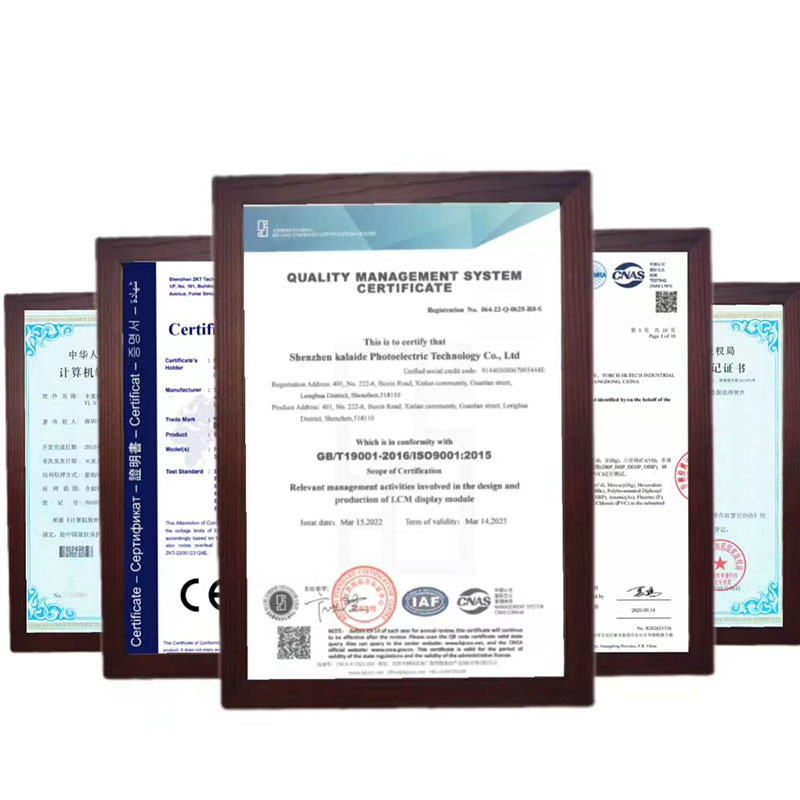 The certificate about 3.5 inch custom lcd display