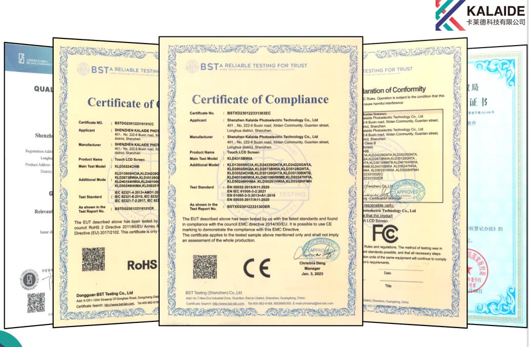 Certificate about 3.5 inch IPS LCD