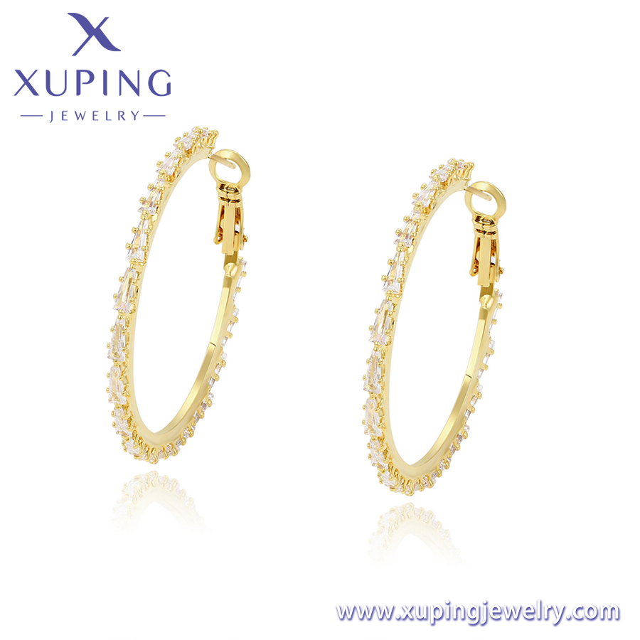 Оптовые серьги-кольца Xuping из желтого золота 14 карат с бриллиантами