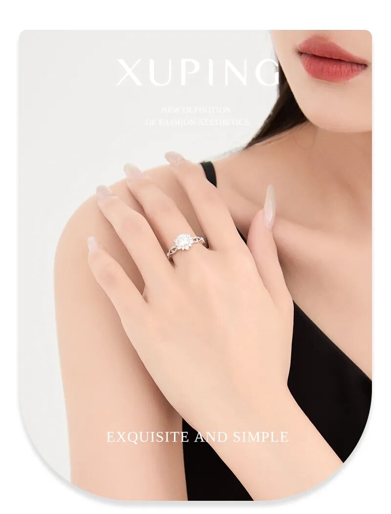 Three-dimensional flower ring worn on a finger