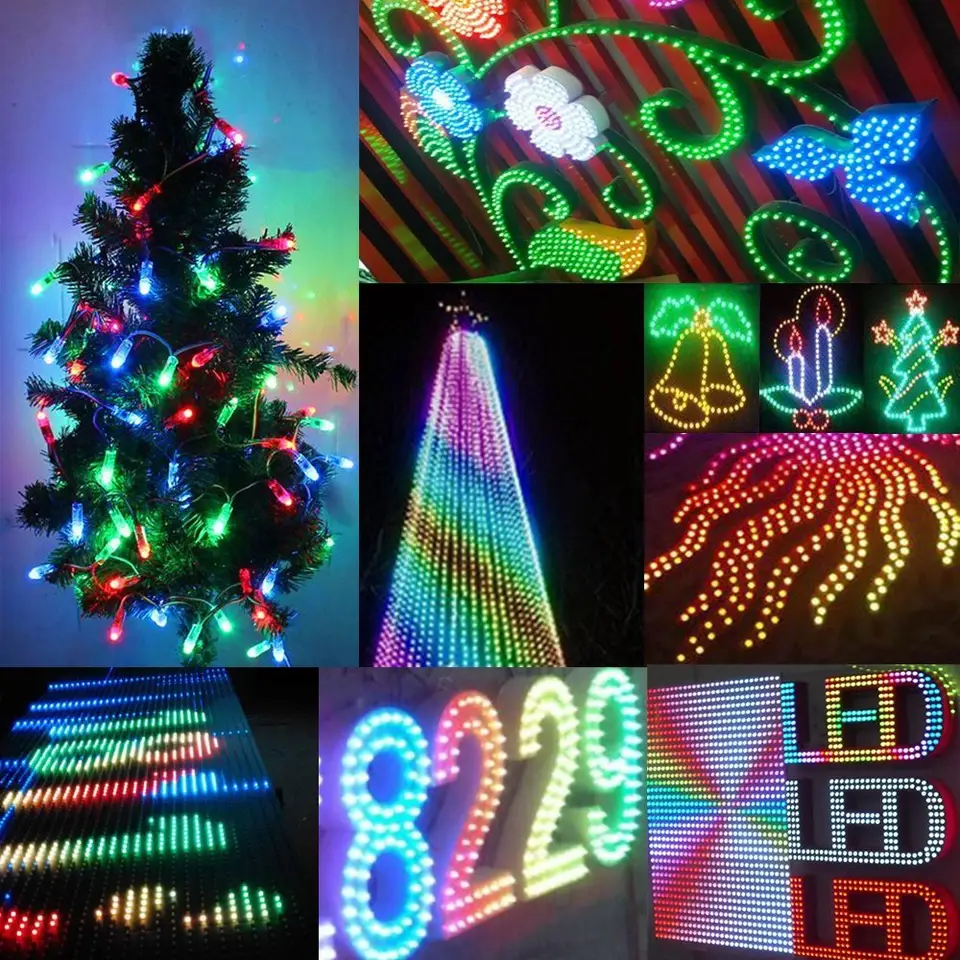 DC5V/12V/24V SPI DMX waterproof IP68 digital full color 12mm round square RGB LED Light Strings (XXA-12)