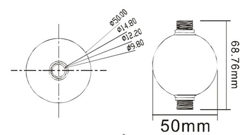 50mm LED ball string dimension drawing