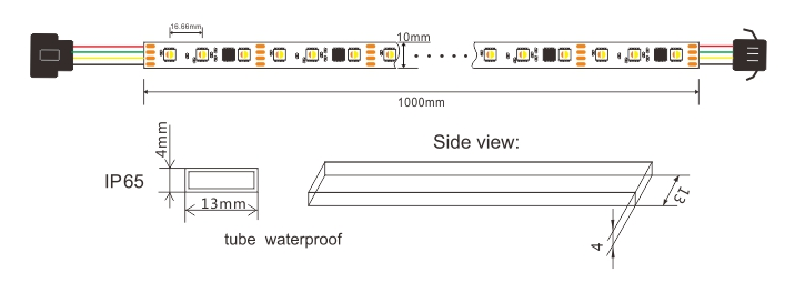 Dessin dimensionnel de la bande LED WS2818 WWA