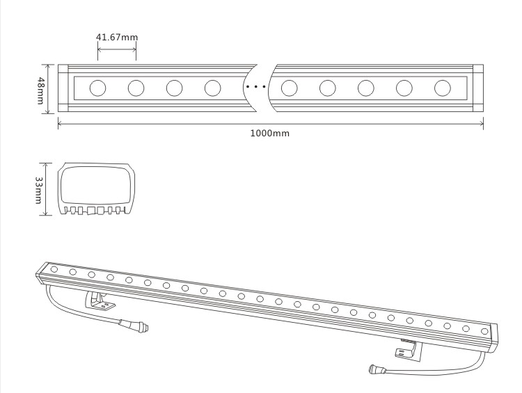 DC24V RGB LED洗墙灯 IP65防水户外建筑照明
